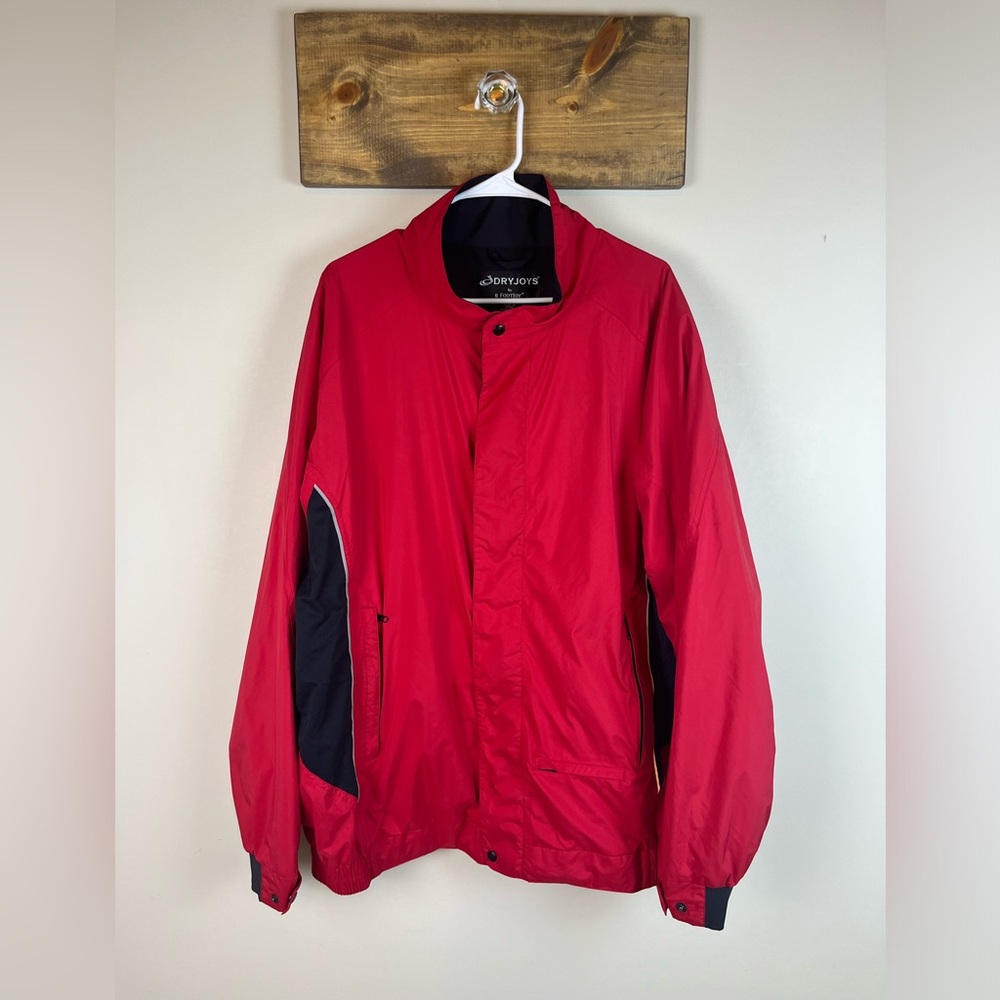 FootJoy DryJoys Mens Size XL Red Long Sleeve Full Zip Waterproof Rain Jacket